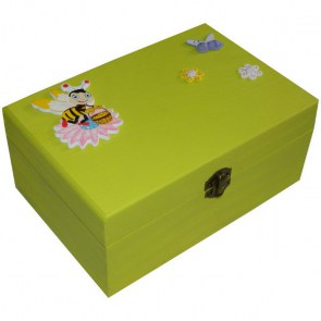 cutie din lemn flori verde